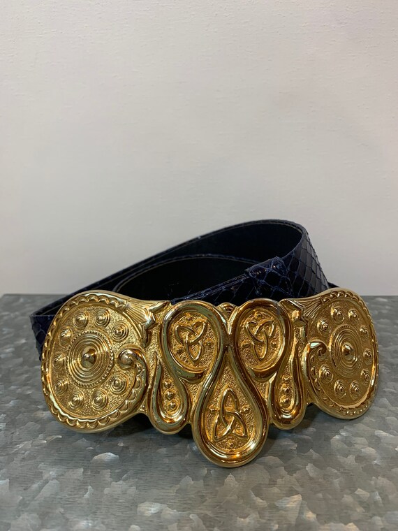 navy blue designer belt