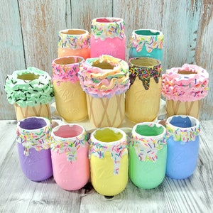 Whimsical Donut, Ice Cream, Confetti Cake Jar - Party Décor  Hand-Painted Kitchen Decor Set - Unique Gift