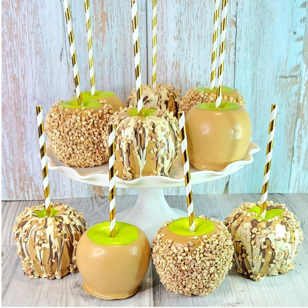 Handcrafted Fake Caramel Apple - Peanut Caramel Apple Replica, Faux Food Decor, Realistic Artificial Fruit, Kitchen Display, Fall Decor