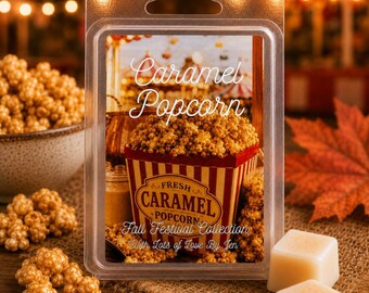Caramel Popcorn Wax Melts, Fall Festival Collection, Handmade Soy Blend Wax Melt, Buttery Caramel Scent, Cozy Home Fragrance