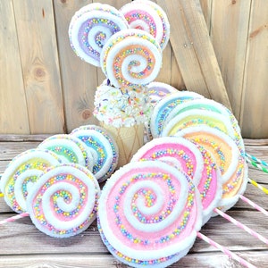 Colorful Faux Candy Decor - XL and Large Confetti Fake Lollipop - Vibrant Whimsy for Sweet Celebrations