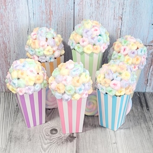 Pastel Fake Popcorn Decor: Whimsical Carnival Party Centerpiece