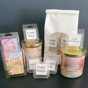 Cotton candy and bubblegum wax melts from candy shop collection.