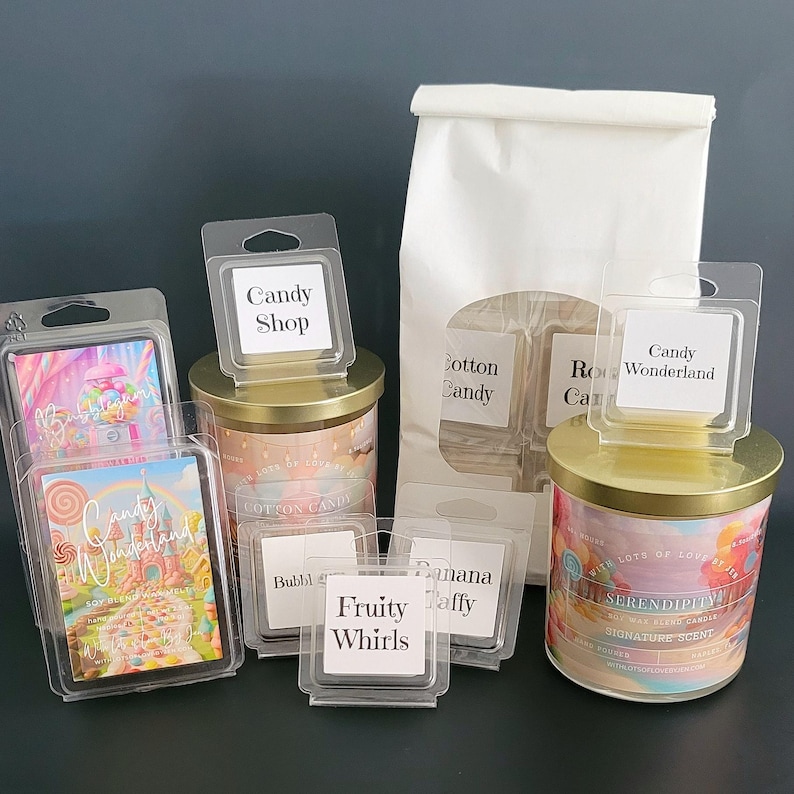 Cotton candy and bubblegum wax melts from candy shop collection.