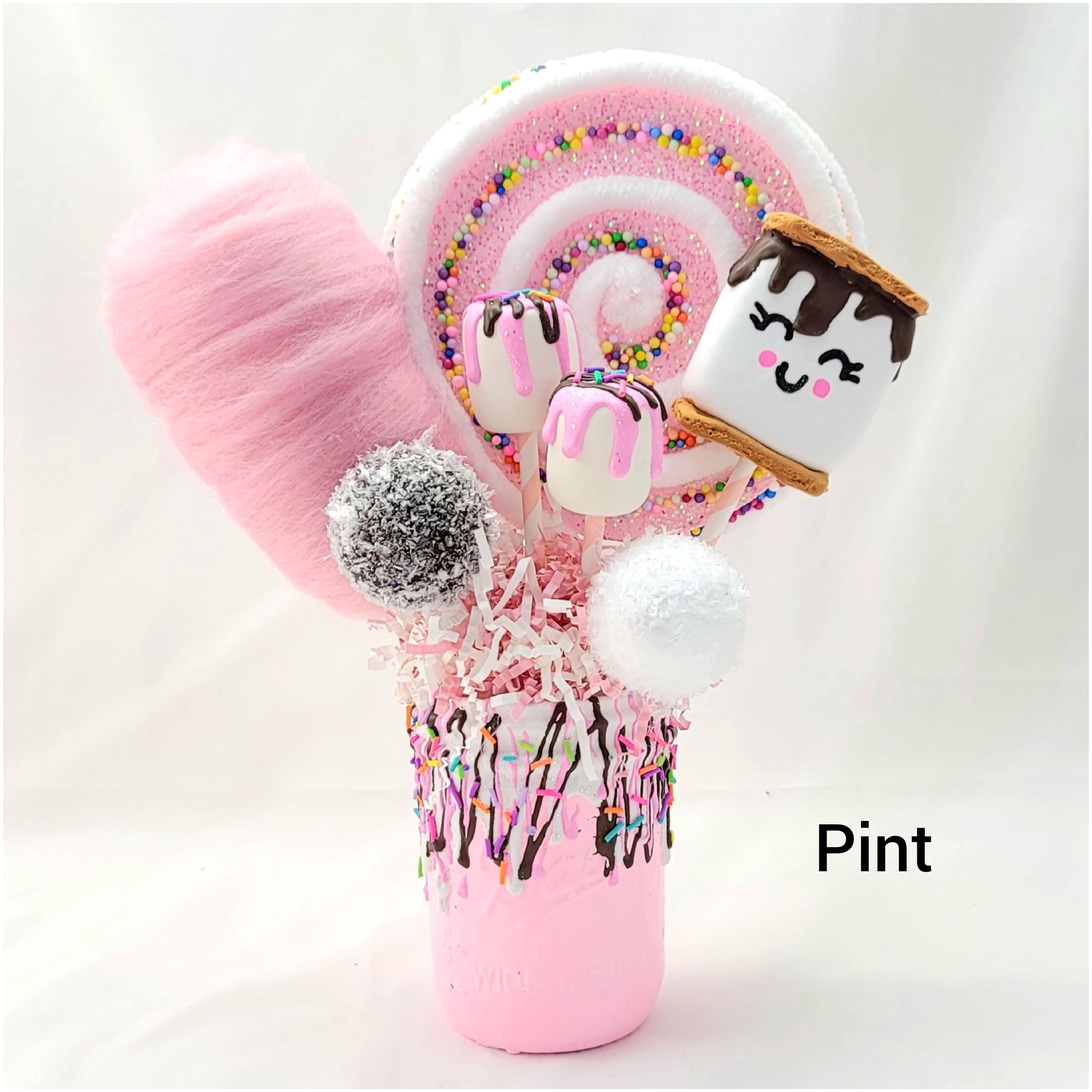 Fake Cotton Candy and S'more Centerpiece with Fake Lollipops and Cake Pops