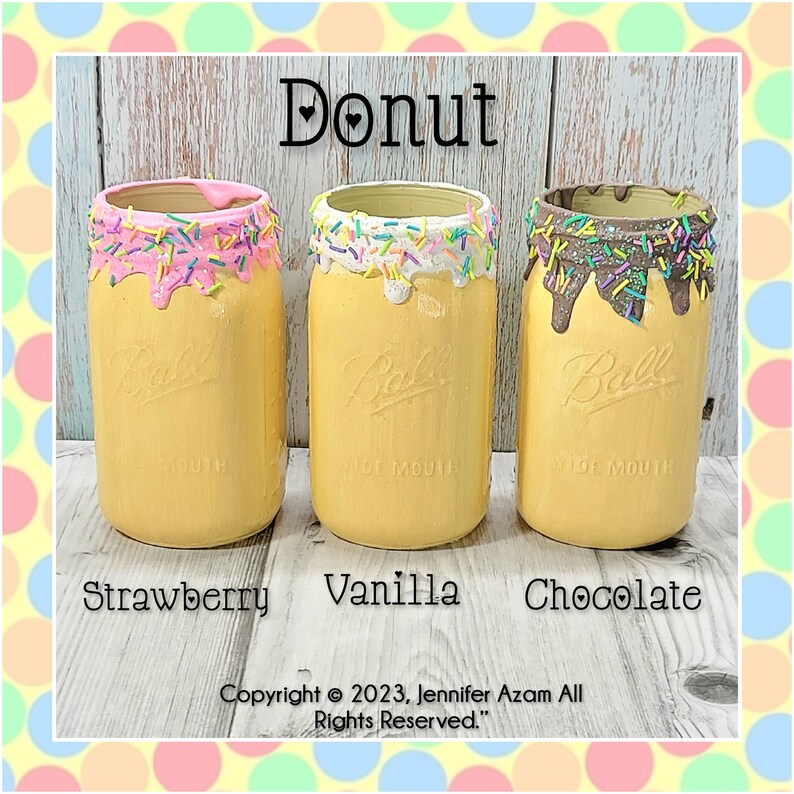 Sweet Collection Painted Glass Jars Quart Size in Fake Donut Etsy