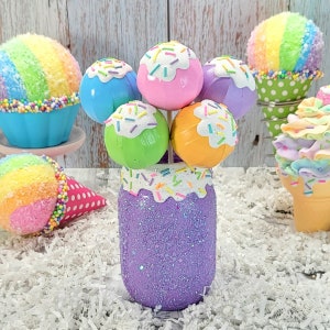 Colorful Sprinkle Cake Pop Décor for Candy, Ice Cream, Faux Desserts