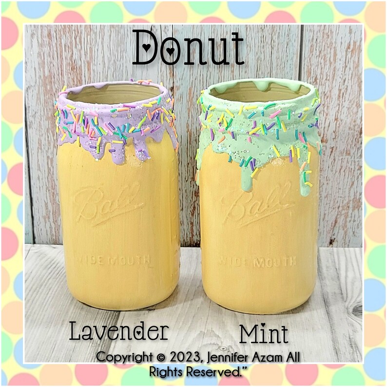 Sweet Collection Painted Glass Jars Quart Size in Fake Donut Etsy
