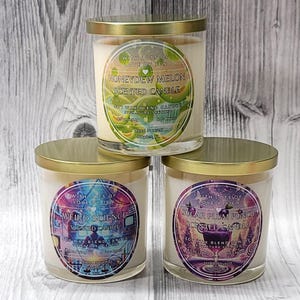Fruity Scented Soy Blend Candle Collection: Lemon, Plum, Melon