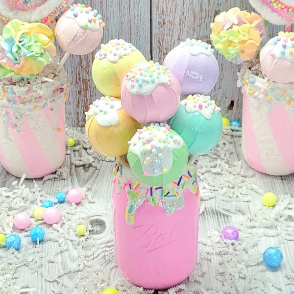 Confetti cake pop for candy, ice cream or donut themed party or holiday fake cake pop