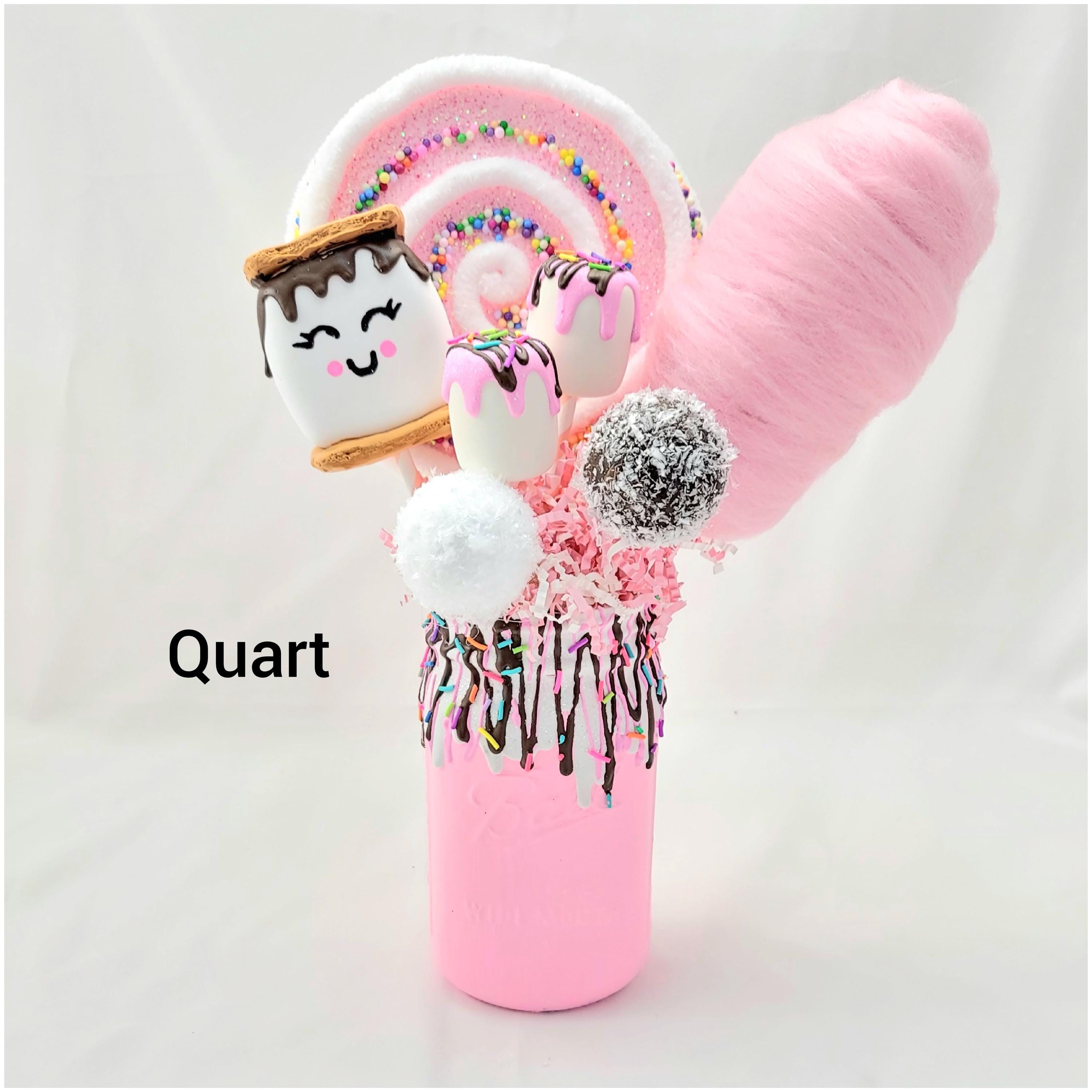 Fake Cotton Candy and S'more Centerpiece with Fake Lollipops and Cake Pops