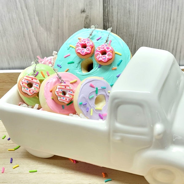Sprinkle Donut Earrings - Sweet Glazed Treats for Fun Style
