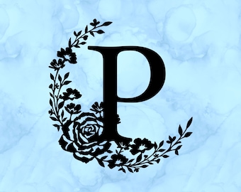 Floral letter P decal