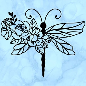 Floral dragonfly decal