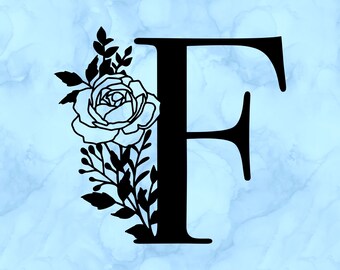 Floral letter F decal