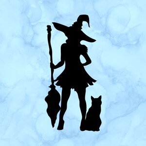 Witch and cat decal