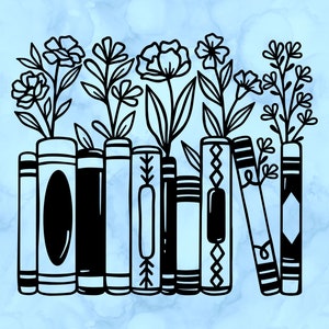 Floral books decal