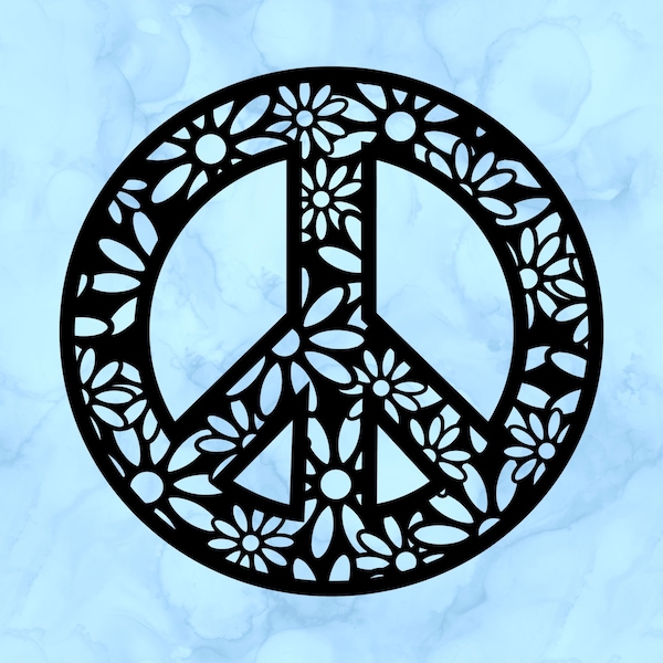 Floral peace sign decal