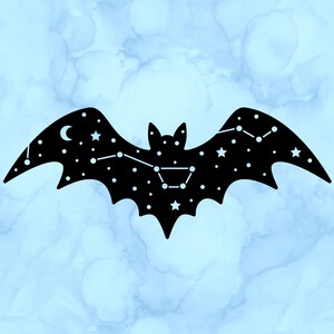 Moon and stars bat decal
