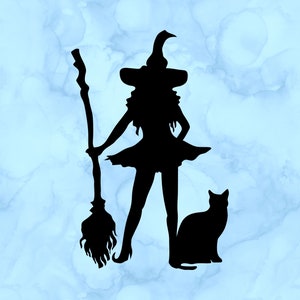 Witch and cat decal