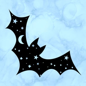 Moon and stars bat decal