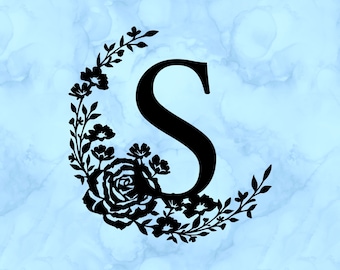 Floral letter S decal