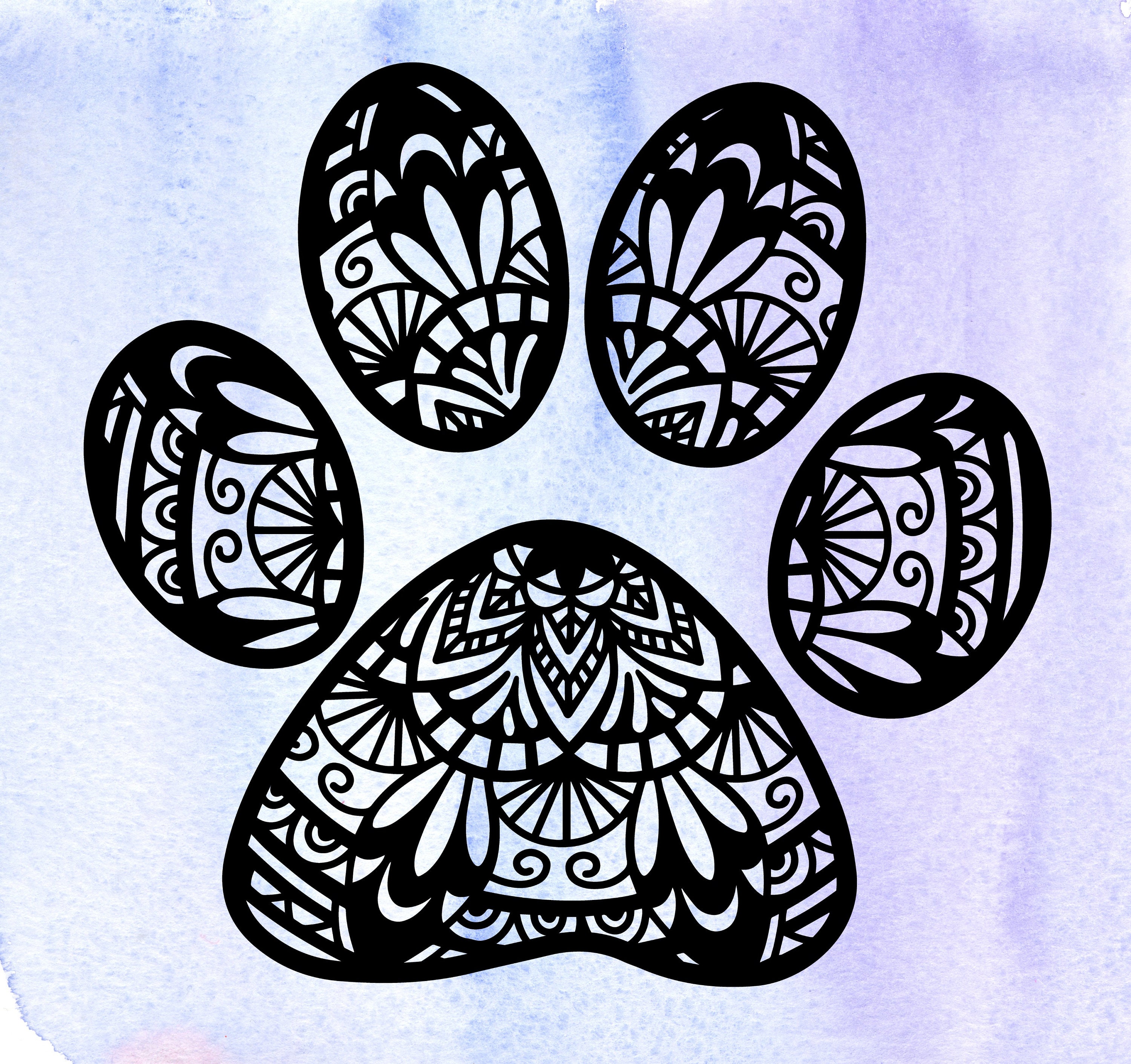 Paw print zentangle decal | Etsy