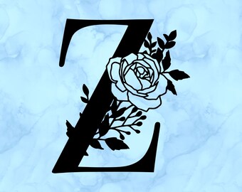 Floral letter Z decal