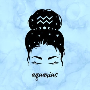 Aquarius zodiac woman decal