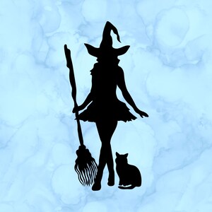 Witch and cat decal
