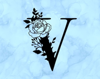 Floral letter V decal