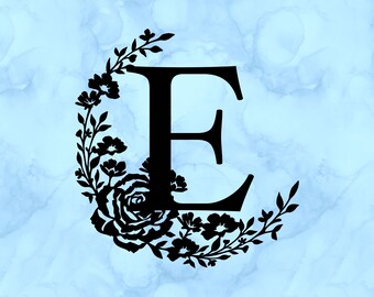 Floral letter E decal