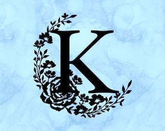 Floral letter K decal