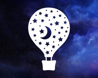 Moon and stars hot air balloon decal