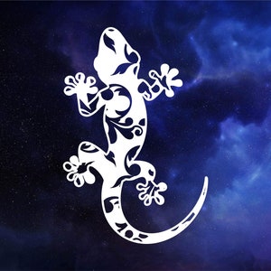 Floral gecko decal