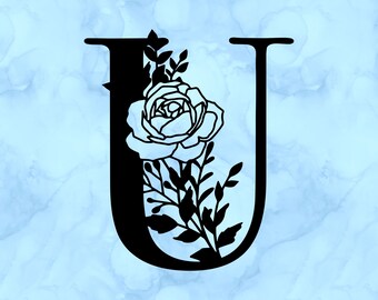 Floral letter U decal
