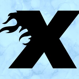 Flame letter X decal
