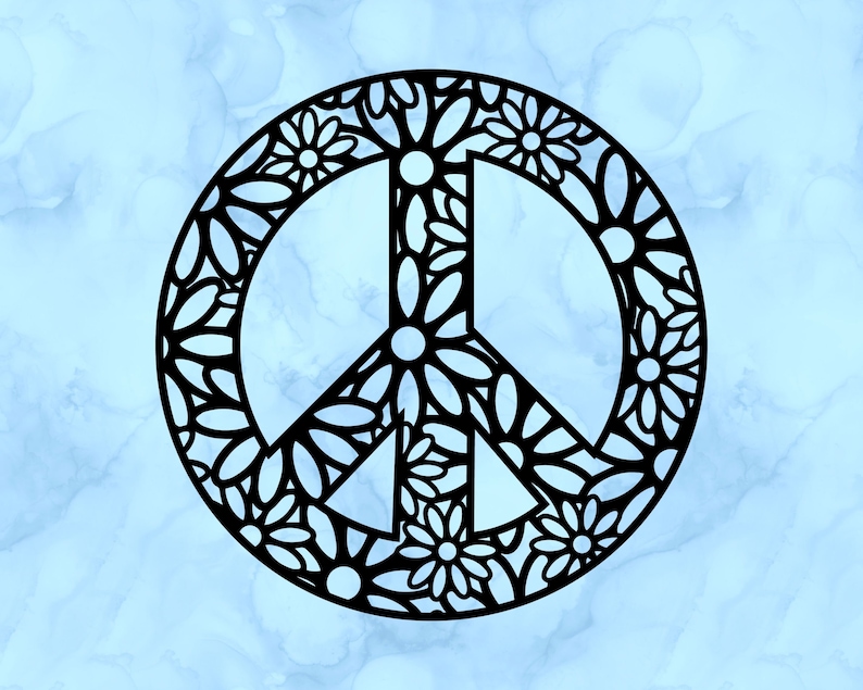 Side View Peace Sign Floral Peace Sign Decal - Etsy