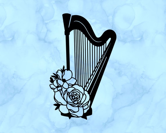 Floral Harp Decal - Etsy