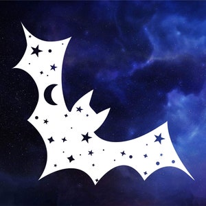 Moon and stars bat decal