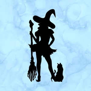 Witch and cat decal