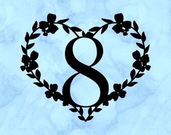 Heart number 8 decal