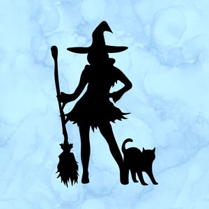 Witch and cat decal