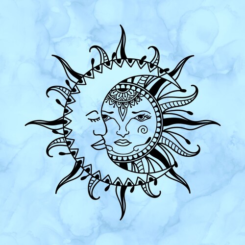 Sun and Moon Vinyl Decal Moon Face Car Window Sticker Etsy