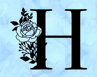 Floral letter H decal
