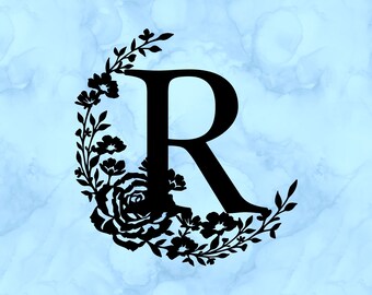 Floral letter R decal
