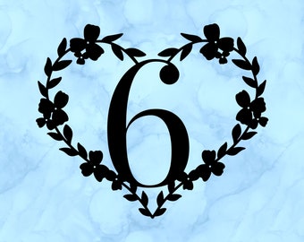 Heart number 6 decal