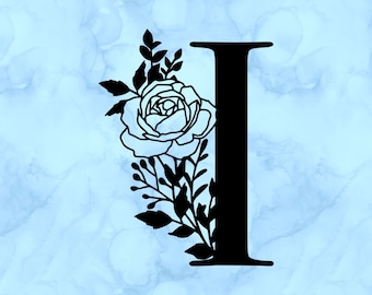 Floral letter I decal