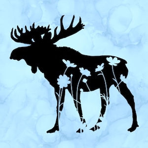 Floral moose decal