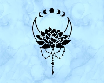 Moon with lotus flower decal